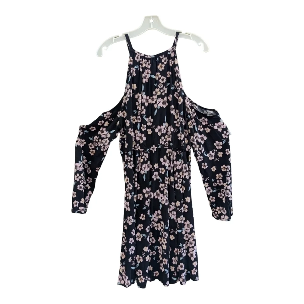 Torrid Cold Shoulder floral print fit and flare dress, Torrid size 1 =14 Cute - Picture 2 of 5